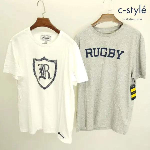 RUGBY Ralph Lauren Tシャツ L ホワイト グレー 半袖 プリント クルーネック 計2点