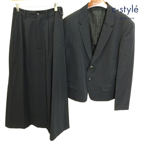 Y’s ワイズ セットアップ ネイビー ジャケット スカート ウール100 日本製 レディース