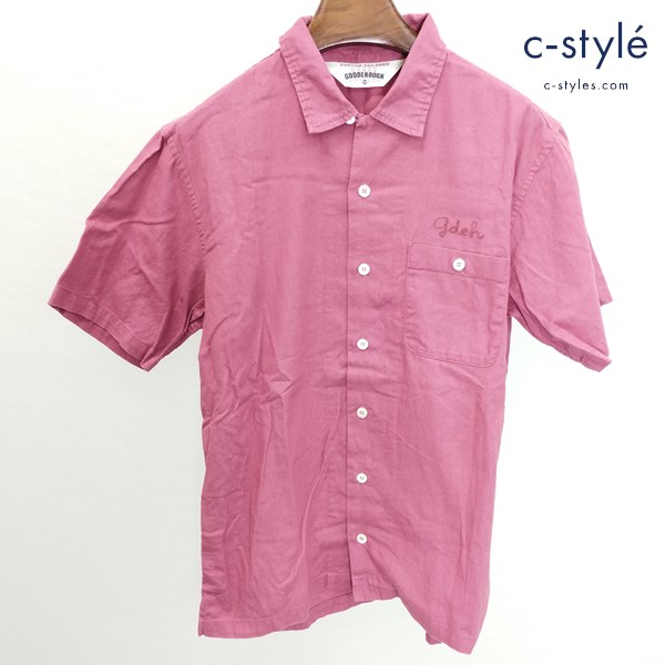 GOOD ENOUGH グッドイナフ ボウリングシャツ M ピンク 半袖 刺繍 綿100