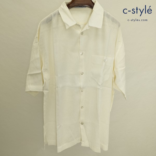 ISSEY MIYAKE MEN イッセイミヤケ メン オープンカラーシャツ XXL アイボリー 半袖 日本製 ME01-FJ526