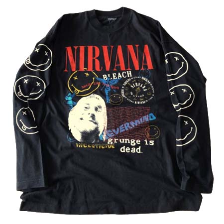 バンドTシャツ(BAND T-SHIRT) NIRVANA ニルヴァーナ Kurt Cobain カート･コバーン ロンT 90年代 デッドストック