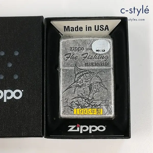 ZIPPO ジッポー 1995年製 The Fishing BLUE MARLIN オイルライター シルバー 喫煙具