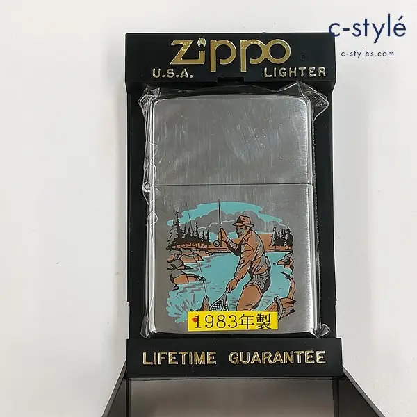 ZIPPO ジッポー 1983年製 釣り人 FISHING オイルライター シルバー 喫煙具