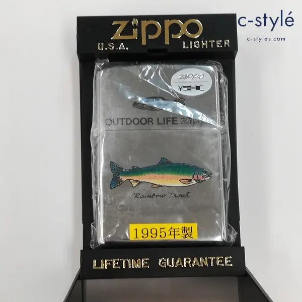 ZIPPO ジッポー 1995年製 OUTDOOR LIFE Trout オイルライター シルバー 喫煙具