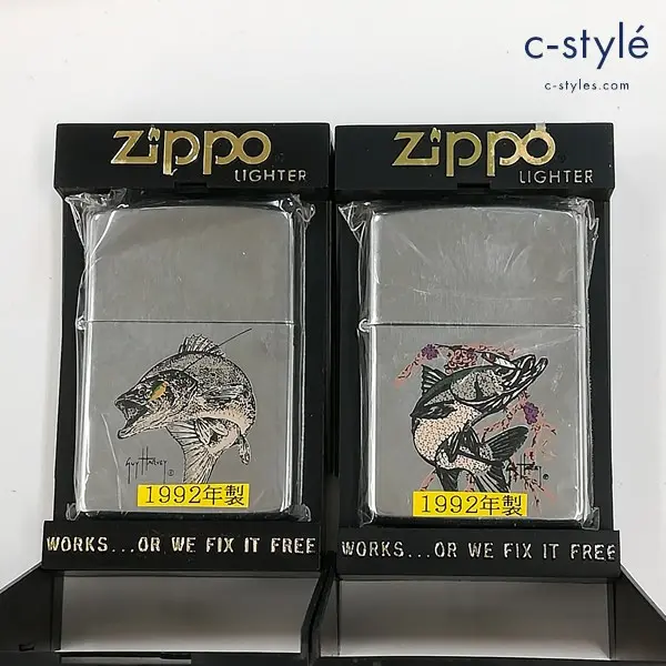 ZIPPO ジッポー 1992年製 オイルライター 魚 バス シルバー 喫煙具