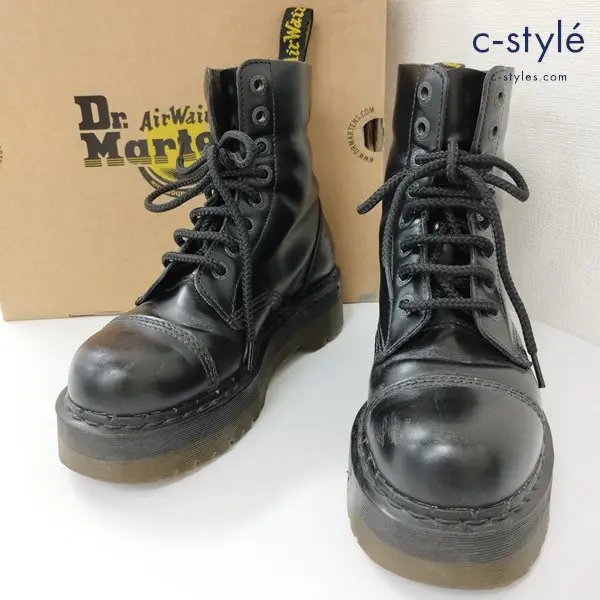 Dr.Martens ドクターマーチン CRAZY BOMB2 8ホールブーツ UK7 ブラック レザーブーツ 厚底