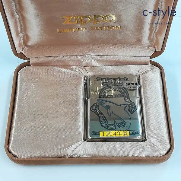 ZIPPO ジッポー 1994年製 Sea animals The tiger shark SILVER 10ミクロン オイルライター シルバー 喫煙具