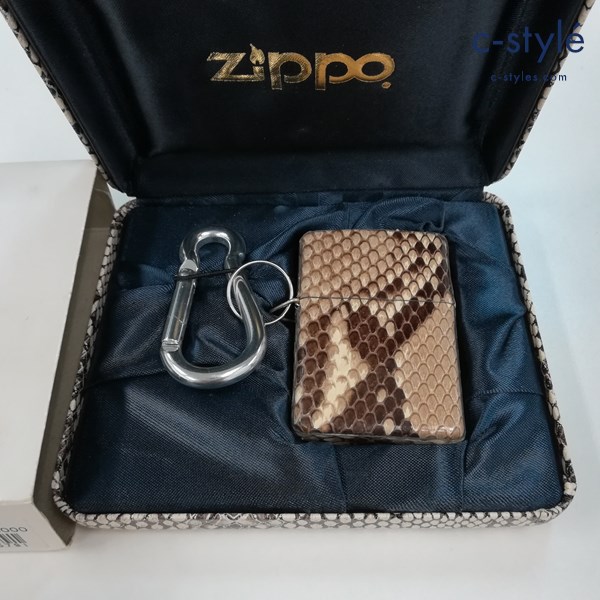 ZIPPO ジッポー 蛇革巻き カラビナ付き オイルライター マルチカラー 喫煙具 ヘビ