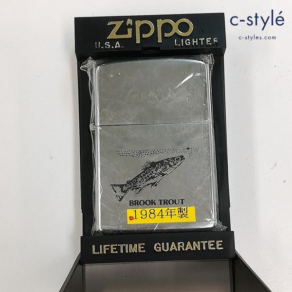 ZIPPO ジッポー 1984年製 BROOK TROUT オイルライター シルバー 喫煙具