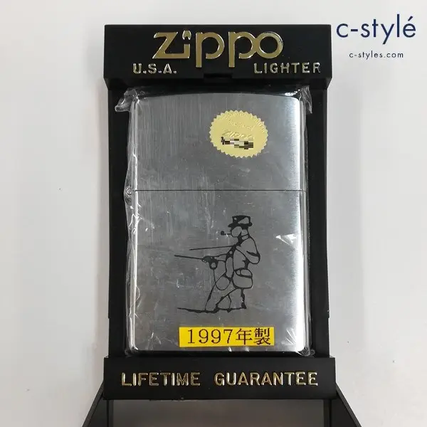 ZIPPO ジッポー 1997年製 釣り人 パイプ オイルライター シルバー 喫煙具