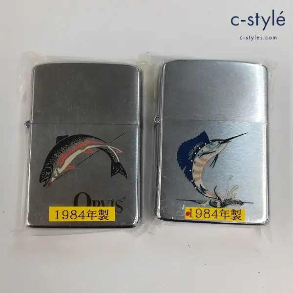 ZIPPO ジッポー 1984年製 魚 フィッシュ オイルライター シルバー 喫煙具 計2点