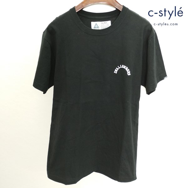 CHALLENGER Tシャツ M ブラック 半袖 プリント ロゴ スカル ファイヤー Built Tough 綿100 日本製
