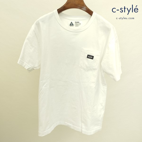 CHALLENGER チャレンジャー Tシャツ M ホワイト 半袖 MOTOR CO. ポケット 綿100 日本製