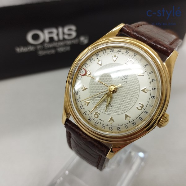 ORIS オリス ポインターデイト 7403 腕時計 ゴールド×ブラウン 自動巻 スイス製