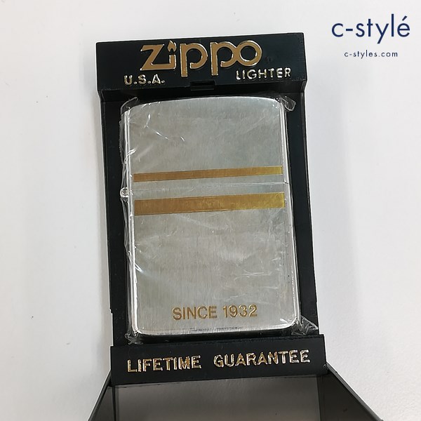ZIPPO ジッポー 1985年製 SINCE 1932 金ライン オイルライター シルバー 喫煙具