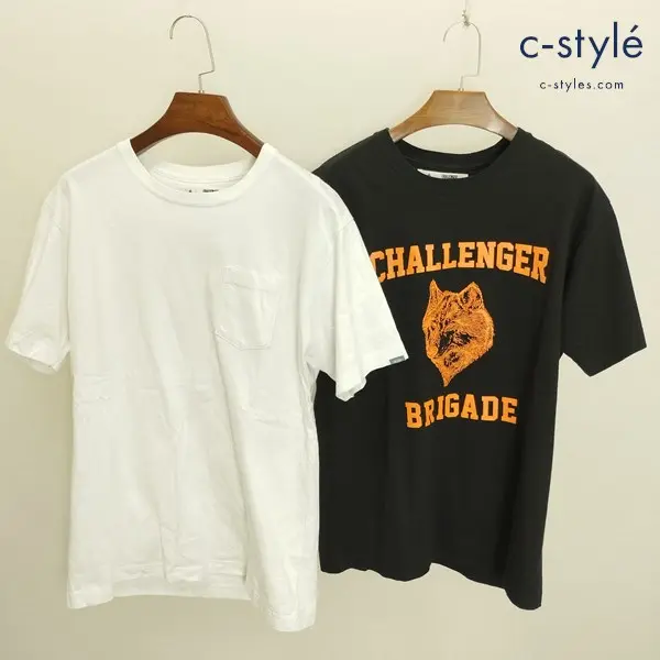 CHALLENGER チャレンジャー Tシャツ M ブラック ホワイト 半袖 プリント 鮫 狼 綿100 日本製 計2点