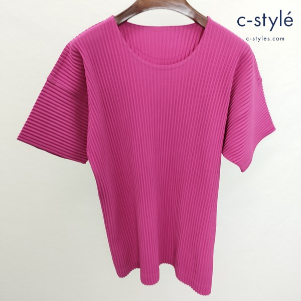 HOMME PLISSE ISSEY MIYAKE プリーツクルーネックTシャツ 3 ピンク系 HP61JK112 半袖