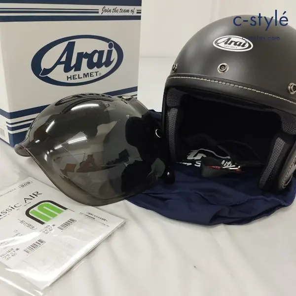 Arai アライ CLASSIC AIR ジェットヘルメット + バブルシールド 61.62cm未満 ブラック 2022年製 日本製  バイクの買取金額(買取実績)