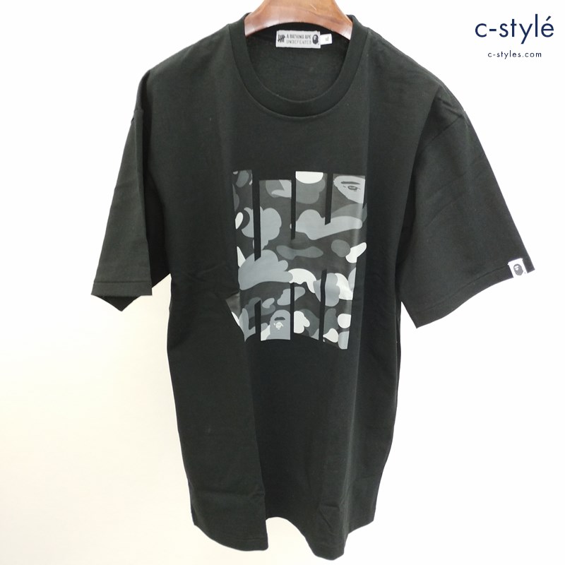 A BATHING APE×UNDEFEATED Tシャツ XL ブラック 半袖 プリント 綿100 クルーネック