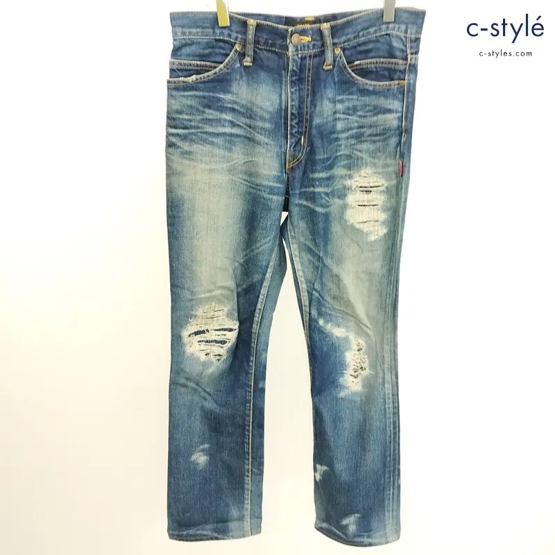 WTAPS BLUE SKINNY TRASH S インディゴ スキニーデニムパンツ 151GWDT-PTM04 リペア加工 綿100 日本製