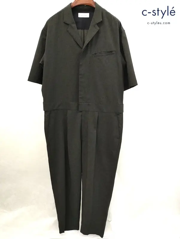 ADAM ET ROPE Jump Suits M グレー オールインワン つなぎ 半袖 オープンカラー GMY-02010-A