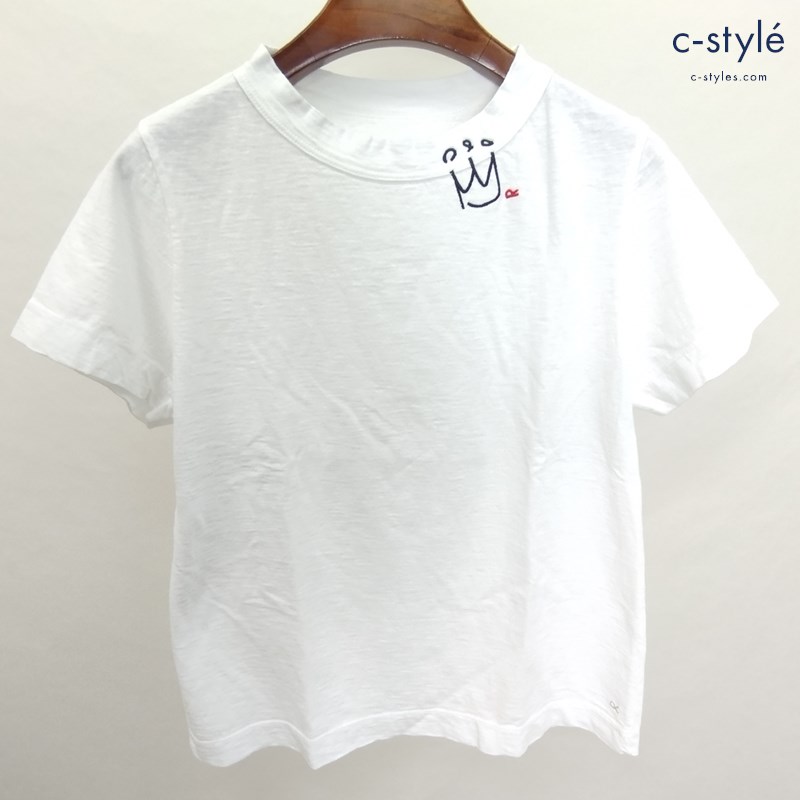45R フォーティファイブアール Tシャツ 3 ホワイト 半袖 刺繍 王冠 コットン100 日本製 レディース