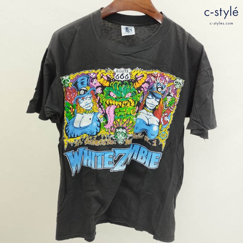 GEM ジェム WHITE ZOMBIE WORLD TOUR 92-93-94 Tシャツ L ブラック コットン100 プリント MADE IN USA