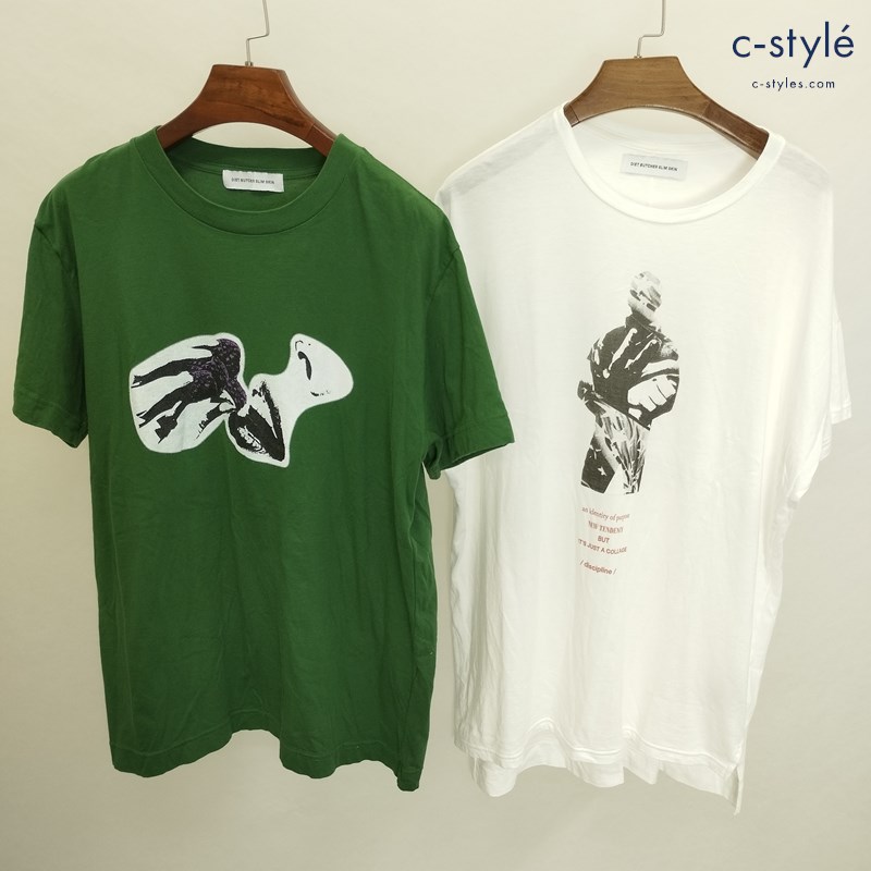 DIET BUTCHER SLIM SKIN Tシャツ 2 ホワイト グリーン 半袖 プリント 日本製 計2点