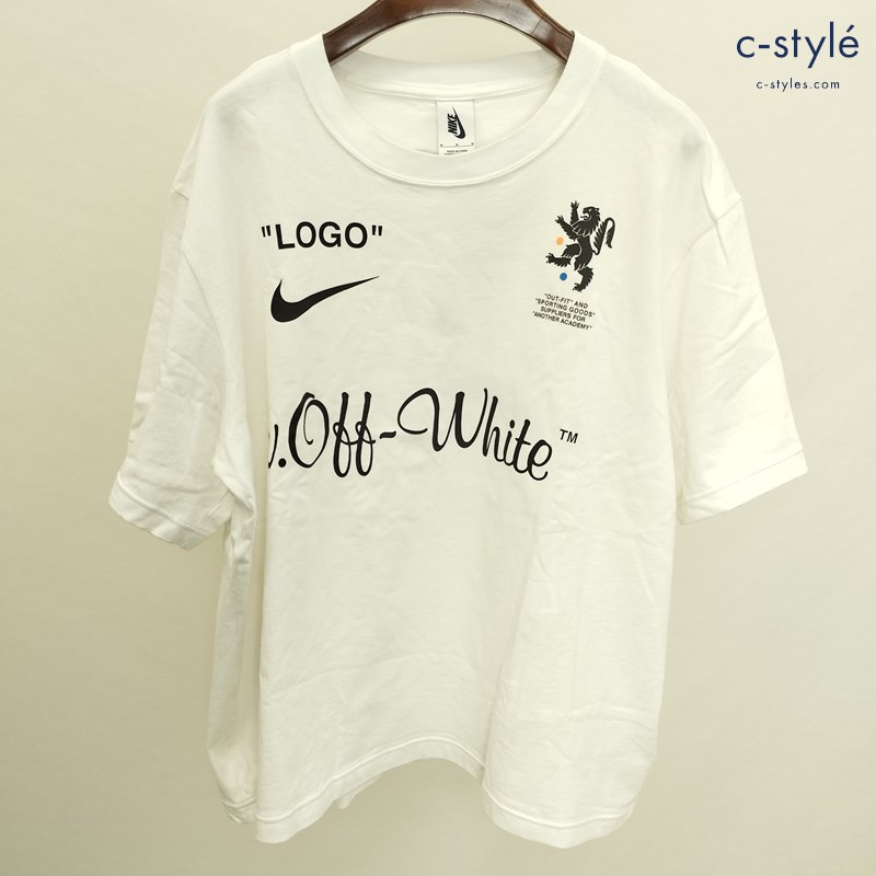NIKE×OFF-WHITE ビッグスウィッシュTシャツ M ホワイト AJ3374-100 半袖 プリント