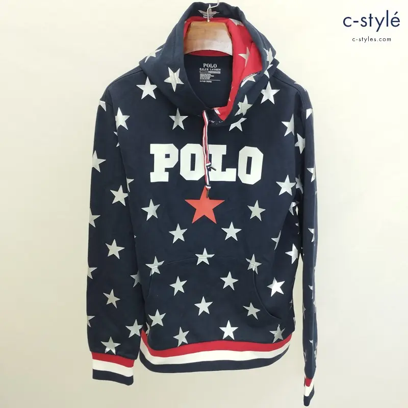 POLO RALPH LAUREN ポロ ラルフローレン プルオーバーパーカー S ネイビー フーディー 星柄 長袖