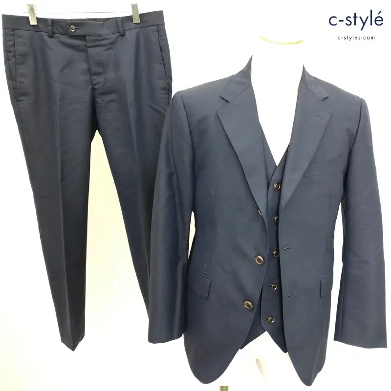 azabu tailor 麻布テーラー JET CRUISE 段返り3B 3ピーススーツ 048A 050A 082 ネイビー SCABAL 無地 3Bスーツ