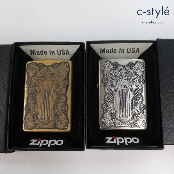 ZIPPO ジッポー マリア オイルライター ゴールド シルバー 喫煙具 計2点