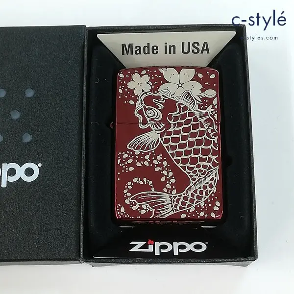 ZIPPO ジッポー アーマー 鯉桜 オイルライター レッド 喫煙具