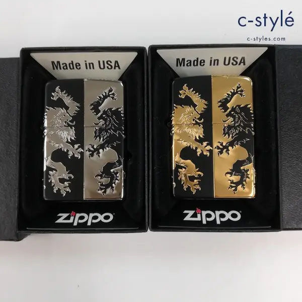 ZIPPO ジッポー MONOTONE ライオン オイルライター ブラック×シルバー ブラック×ゴールド 喫煙具