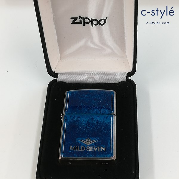 ZIPPO ジッポー MILD SEVEN マイルドセブン 両面プレート加工 1998年製 オイルライター ブルー系 喫煙具