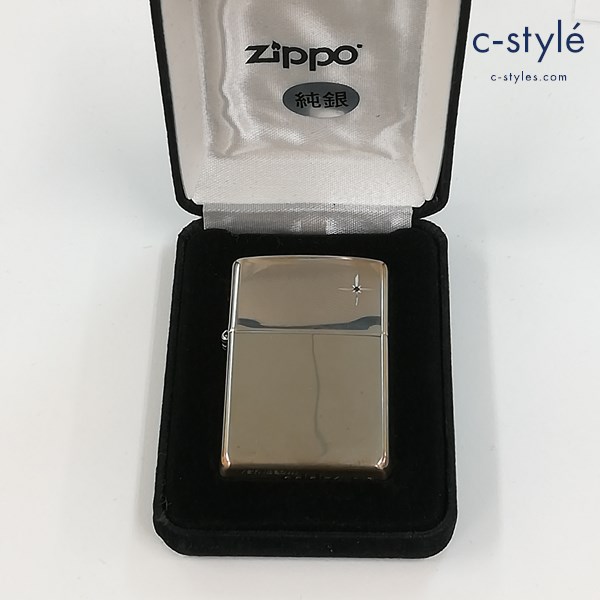 ZIPPO ジッポー スターリングシルバー 天然石 黒 2019年製 オイルライター シルバー 喫煙具