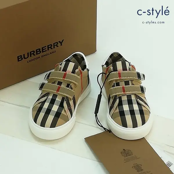 BURBERRY バーバリー STRAPS CHECK SNEAKER ベビーシューズ 19 マルチカラー チェック柄 キッズ 男の子 女の子