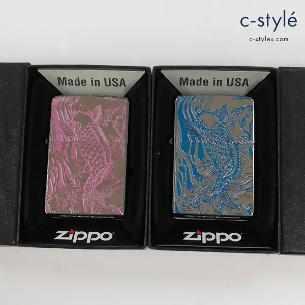 ZIPPO ジッポー 鯉桜 オイルライター ピンク ブルー 喫煙具