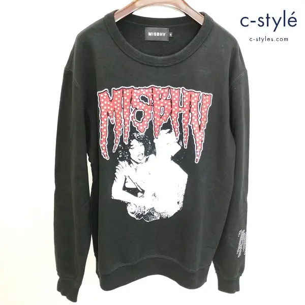 MISBHV ミスビヘイブ STUDDED SWEATSHIRT S ブラック 長袖 綿100 プリント スタッズ 912380