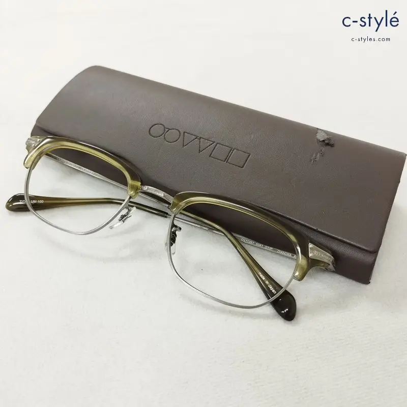 OLIVER PEOPLES DIANDRA メガネフレーム レンズなし 49□20-140 グリーン×シルバー 眼鏡 日本製