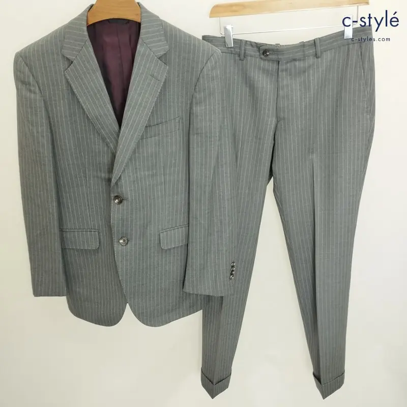 azabu tailor WORLD TRAVELER JET CRUISE スーツ ジャケット 046A スラックス 082 グレー 2B ストライプ