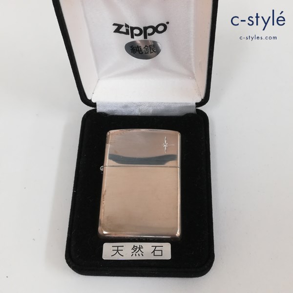 ZIPPO ジッポー スターリングシルバー 天然石 白 2018年製 オイルライター シルバー 喫煙具