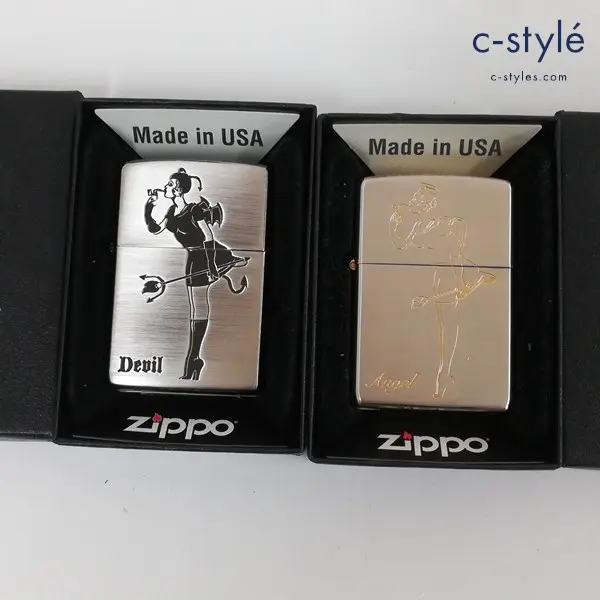 ZIPPO ジッポー WINDY Angel＆Devil オイルライター シルバー 喫煙具