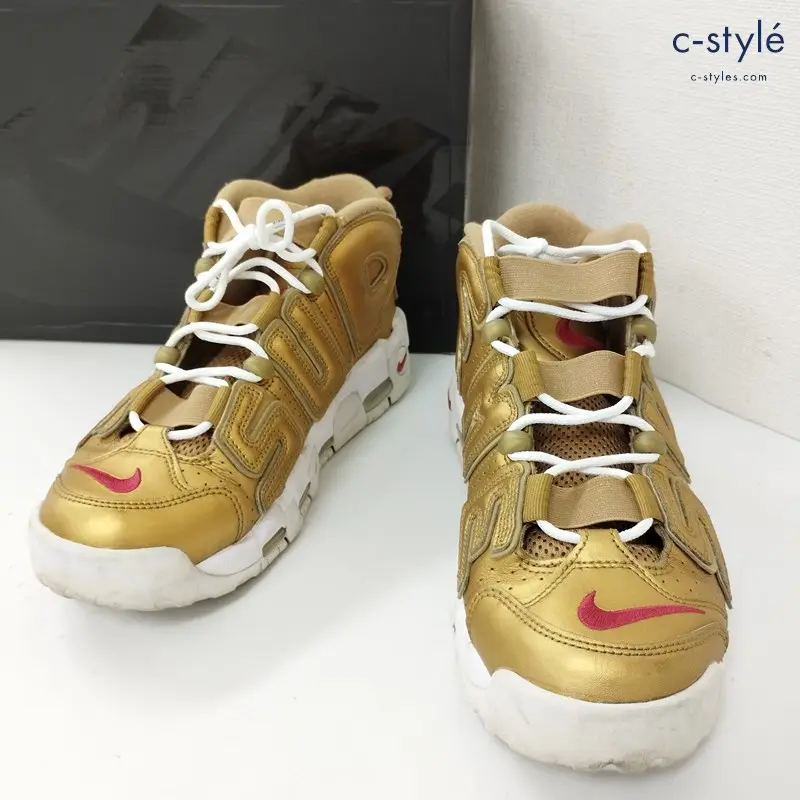 Supreme × NIKE AIR MORE UPTEMPO エアモアアップテンポ スニーカー 26cm ゴールド 902290-700