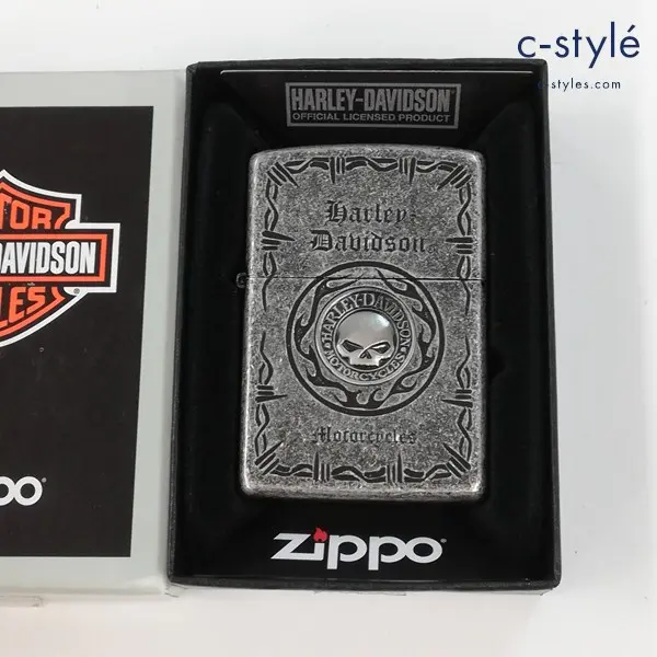 ZIPPO ジッポー × HARLEY-DAVIDSON ハーレーダビッドソン ドクロ オイルライター シルバー 喫煙具