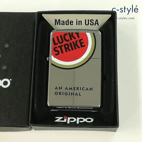 ZIPPO ジッポー ラッキーストライク 上欠けロゴ オイルライター シルバー 喫煙具