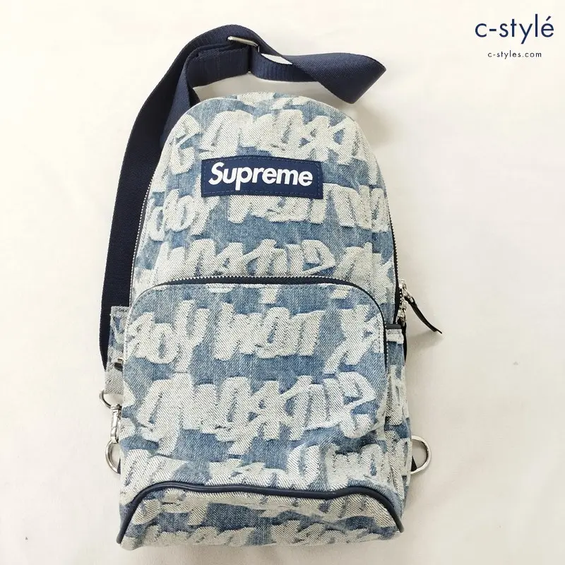 Supreme Fat Tip Jacquard Denim Sling Bag ファットティップジャガードデニムスリングバッグ ブルー