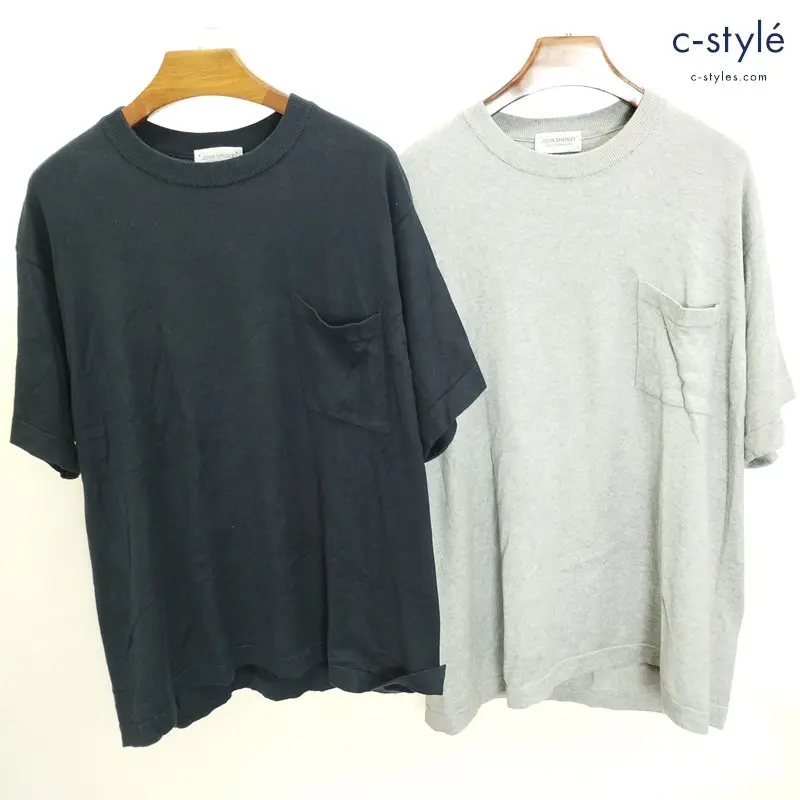 JOHN SMEDLEY ジョンスメドレー 半袖ニット L ネイビー グレー Tシャツ 綿100 計2点