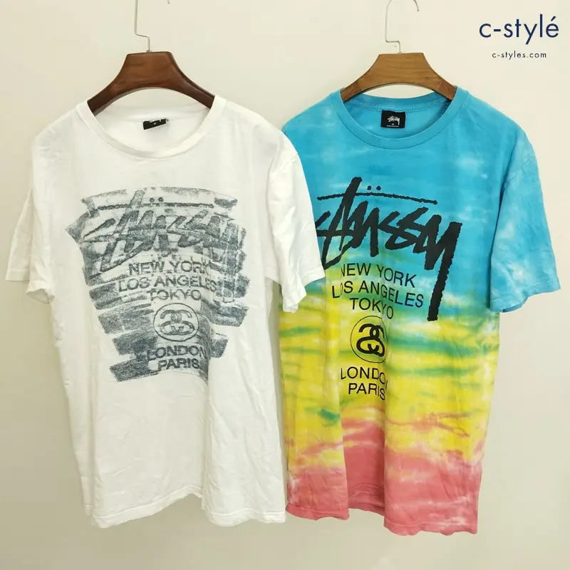 STUSSY ステューシー Tシャツ M マルチカラー ホワイト 半袖 プリント 計2点