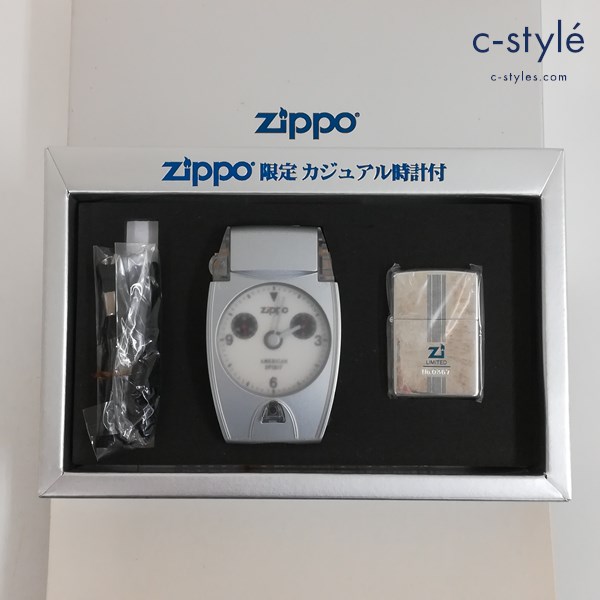 ZIPPO ジッポー 限定 カジュアル時計付 オイルライター シルバー 喫煙具